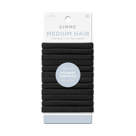 Gimme Seamless Hair Ties for Medium Hair Black 12 Count Nylon Silk ...