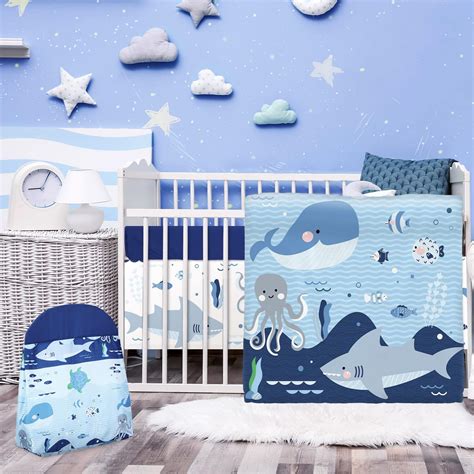 Amazon.com: Rtteri 4 Pieces Baby Crib Bedding Set, Nursery Bedding ...