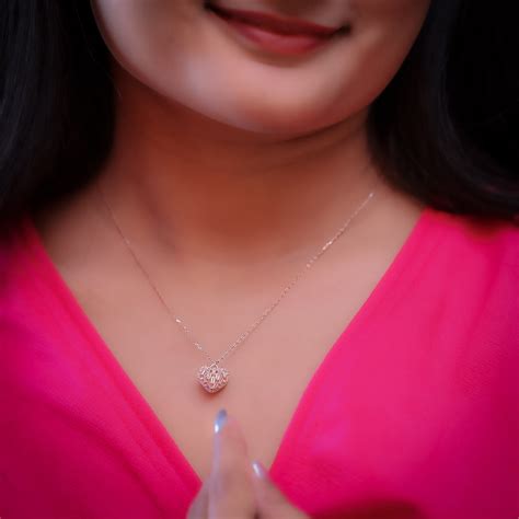 Rose Gold Radiant Heart Silver Necklace – Amishka Jewels