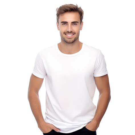 Handsome business man in white t-shirt isolated 30768073 PNG
