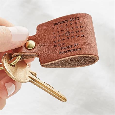 Personalised Third Wedding Anniversary Leather Keyring By Create Gift ...