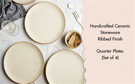 Buy Miah Decor Ceramic Quarter Plates Small Dinner Plates Set of 4 ...