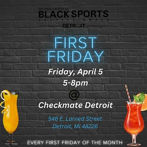 BSP Detroit First Fridays Happy Hour, Checkmate Detroit, 5 April to 2 ...