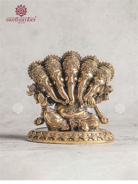 Brass Panchmukhi Ganesha Light weight statue – Swethamber Arts