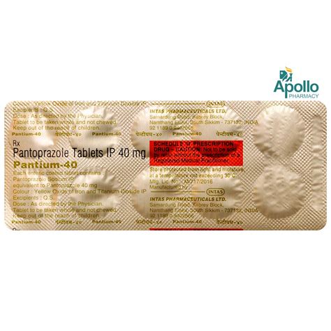 Pantium 40 Tablet 10's Price, Uses, Side Effects, Composition - Apollo ...