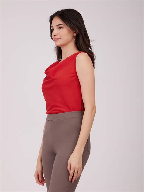 Buy Red Cowl Neck Top Online | FableStreet