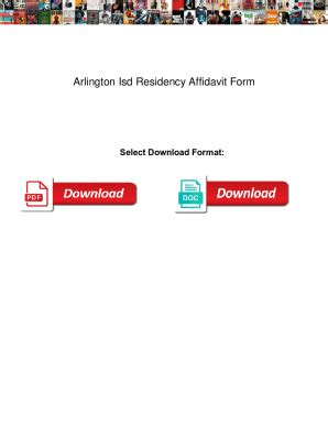 Fillable Online Arlington Isd Residency Affidavit Form. Arlington Isd ...