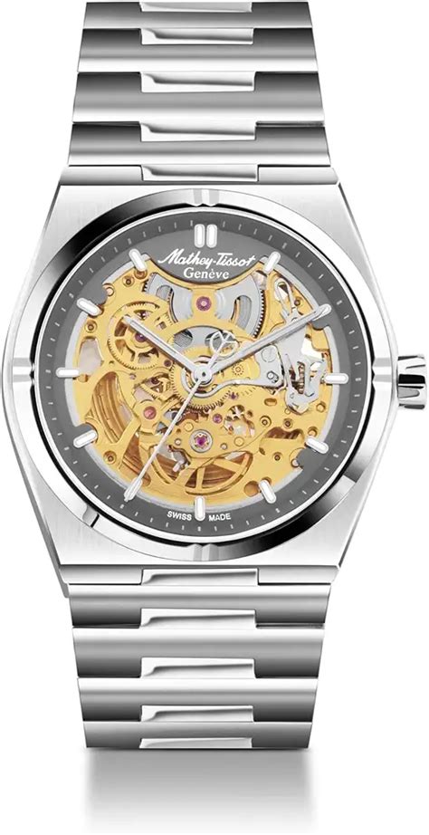 Mathey-tissot Swiss Made Zeus Skeleton Stainless Steel Grey Dial ...