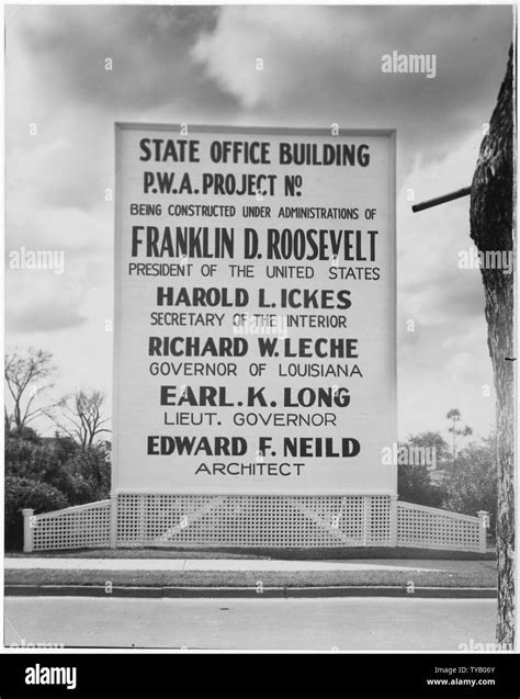 PWA: State Office Building Project in Louisiana; General notes: Sign for New Deal Public Works ...