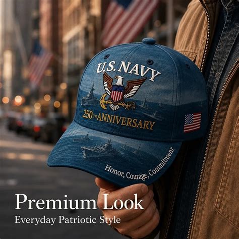 U.S. Navy 250th Anniversary Commemorative Cap, Embroidered Veteran ...