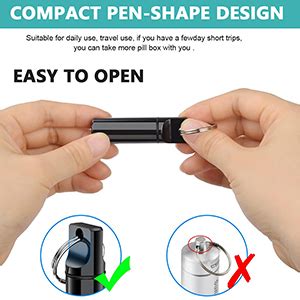 HANNEA® 3PCS Aluminum Keychain Medication Pill Box, Waterproof Mini ...