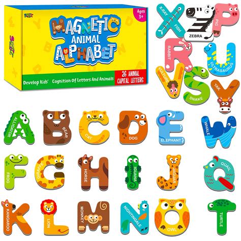 Amazon.com: Large Size Magnetic Letters, Cute Animal Alphabet ABC ...