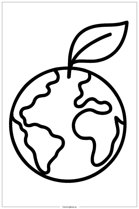 Earth with Small Leaf Coloring Page (Free PDF&PNG Printable)