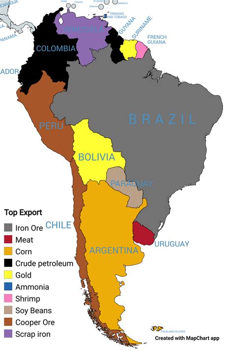 Top exports of South America by countries : r/MapPorn