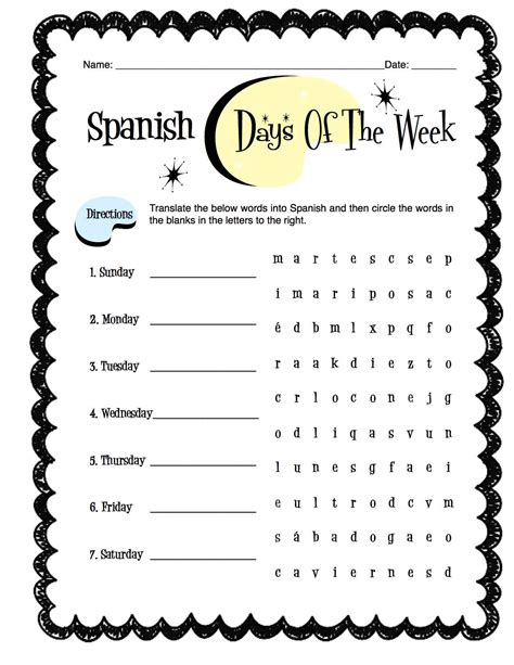 Spanish Days Of The Week Flashcards Printable - Free Worksheets Printable