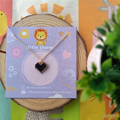 Buy New Black Pixel heart Necklace online from little charms