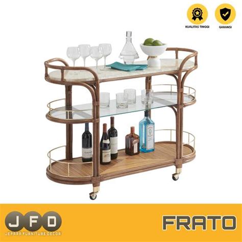 Promo Meja Troli Dapur Makan Frato Rattan Bar Cart With Capiz Shell ...
