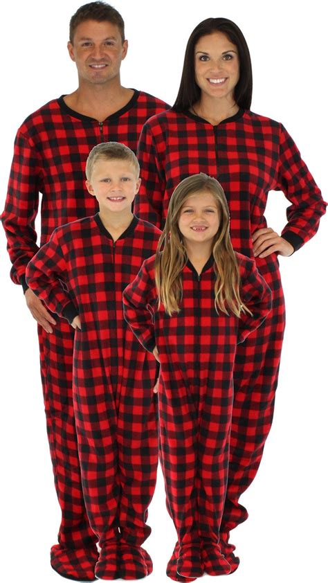 SleepytimePjs Matching Buffalo Check Red Plaid Footed PJs | Pajamas ...