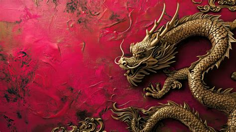 AI generated chinese dragon with swirls on red background, red and gold ...