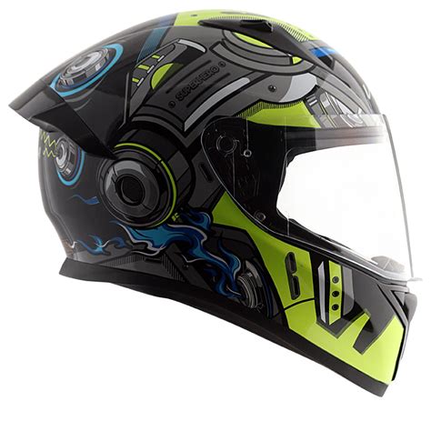 VEGA BOLT SUPER HERO GLOSS BLACK NEON – Arihant Helmets