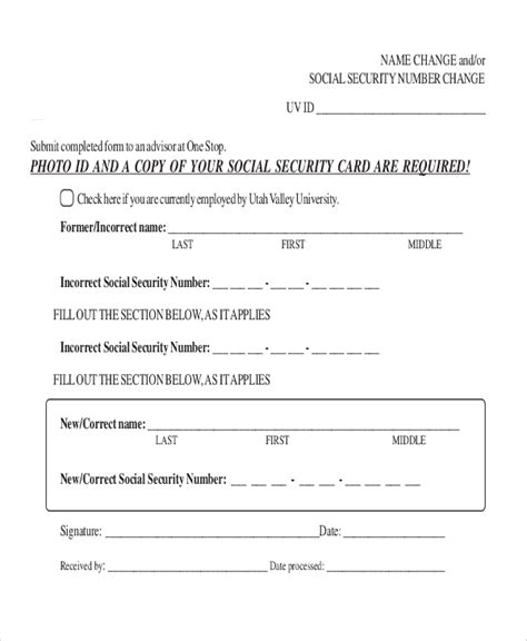 social security name change printable form