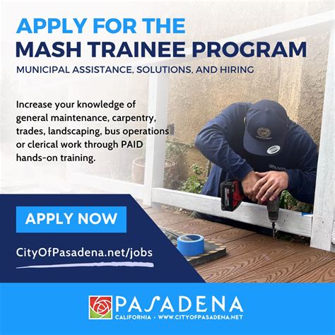 City of Pasadena on Twitter: "Our MASH trainee program is now accepting applications for a ...
