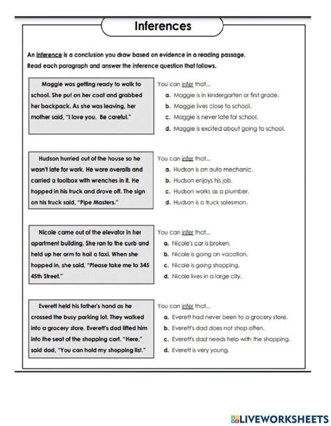 Image result for Reading Worksheets Infer