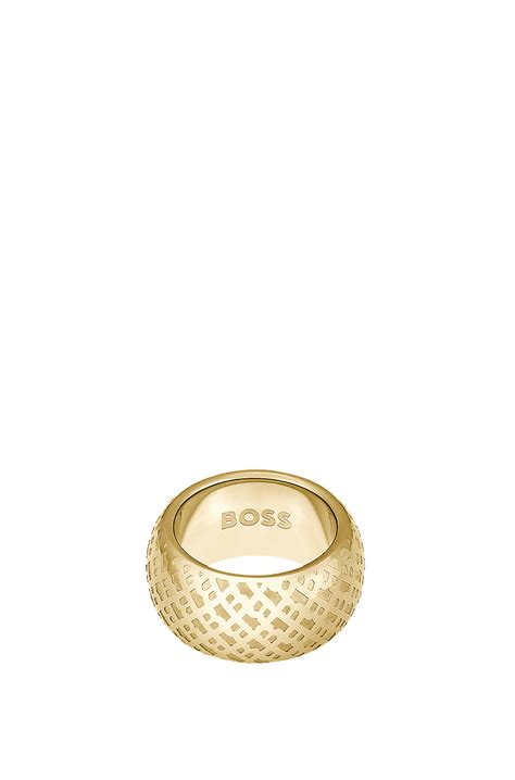 BOSS - Gold-tone ring with engraved monograms - Gold tone