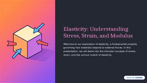 Elasticity: Stress, Strain, and Modulus Explained (ENG 101) - Studocu