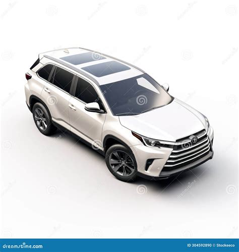 2019 Toyota Highlander Suv In White - Vray Tracing, High-contrast Shading Royalty-Free Stock ...