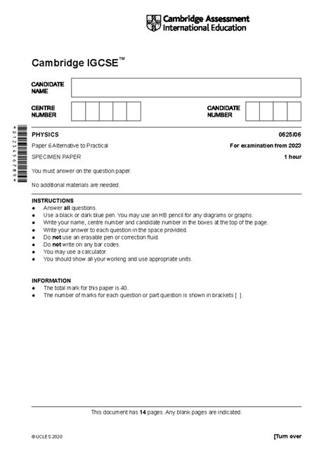 595789 2023 specimen paper 6 - PHYSICS 0625/ Paper 6 Alternative to ...
