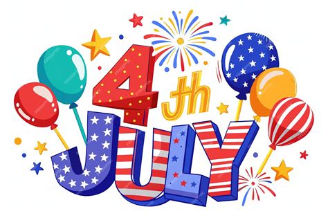 Festive 4th of July clipart featuring American flag fireworks and ...