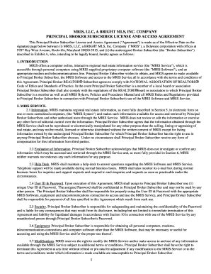 Fillable Online PRINCIPAL BROKER SUBSCRIBER LICENSE AND ACCESS ...