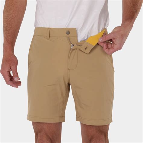 7" Golf Shorts for Men in Khaki: Lightweight, Short Length & Slim-fit