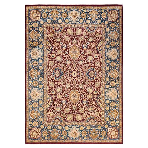 One of a Kind Hand Knotted Traditional Oriental Mogul Red Area Rug For ...