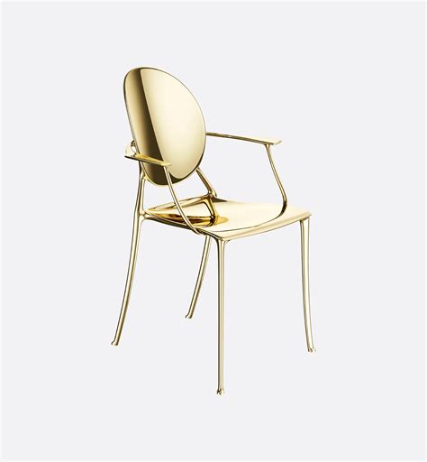 Silla Miss Dior DIOR BY STARCK, aluminio pulido dorado, dos reposabrazos | DIOR