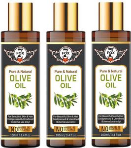 7 FOX 100% Pure & Organic Olive Oil for Hair, Skin & Body-100ML-Packof ...