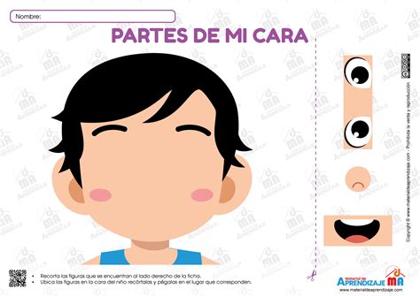 Las Partes de la Cara: Ficha Imprimible para Niños de 4 Años | Material ...