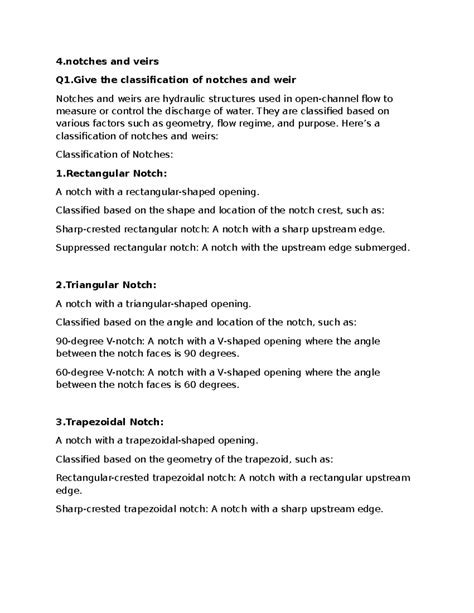 Classification of Notches and Weirs: Hydraulic Structures Overview ...