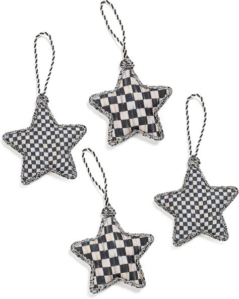 Amazon.com: MacKenzie-Childs Courtly Check Star Ornament Set, Christmas ...