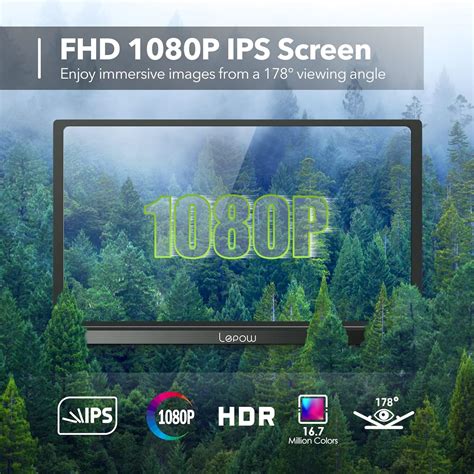 Buy Lepow Portable Monitor 15.6 Inch Full HD 1080P USB Type-C Computer ...