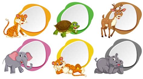 A set of blank banner with animals | Premium Vector