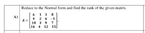 Image result for Rank of Matrix Normal Form 4 4 Engineering