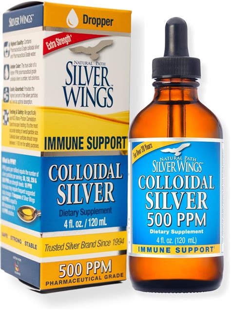 Natural Path Silver Wings Colloidal Silver 500ppm (2,500mcg) Immune ...