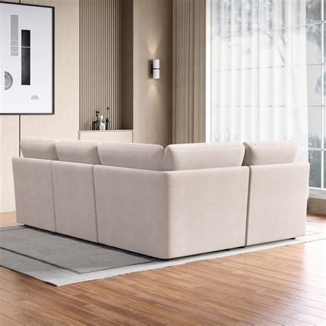 Buy Nolan Fabric 4-Seater Corner Sofa with Cushions - Beige from Home ...