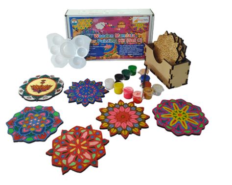 DIY Mandalas Wooden Coaster Painting 'Kit-E' | DIY Art & Craft Kit (T3 ...