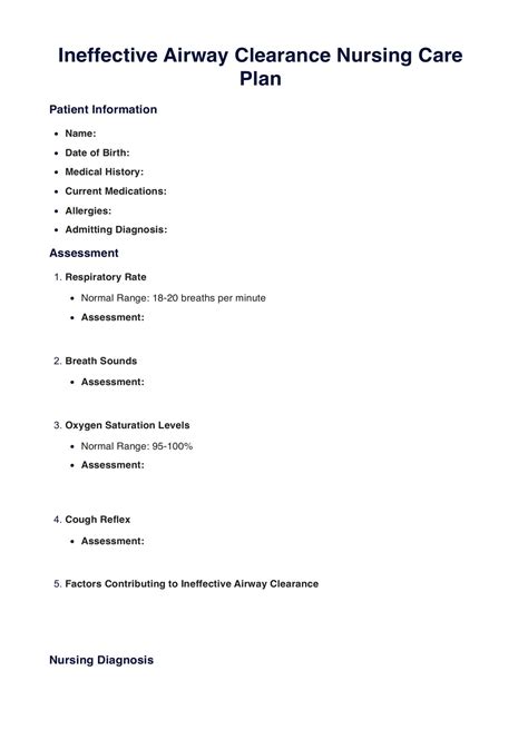 Ineffective Airway Clearance Nursing Care Plan Template & Example ...