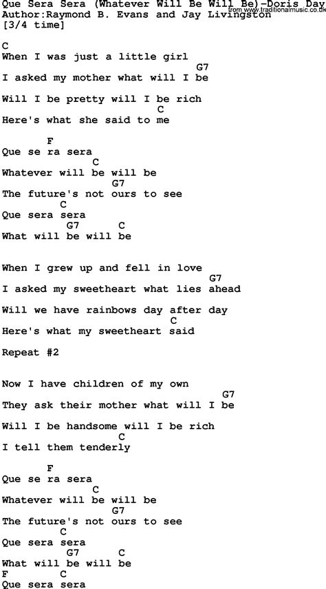 Que Sera Sera Guitar Chords