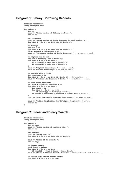 Easy Cpp Programs DSA: Library Management & Search Algorithms - Studocu