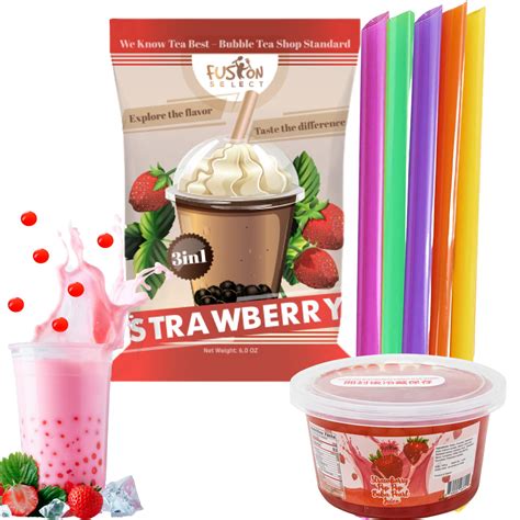 Fusion Selectultimate Strawberry Bubble Tea Diy Kit Popping Boba Kit ...
